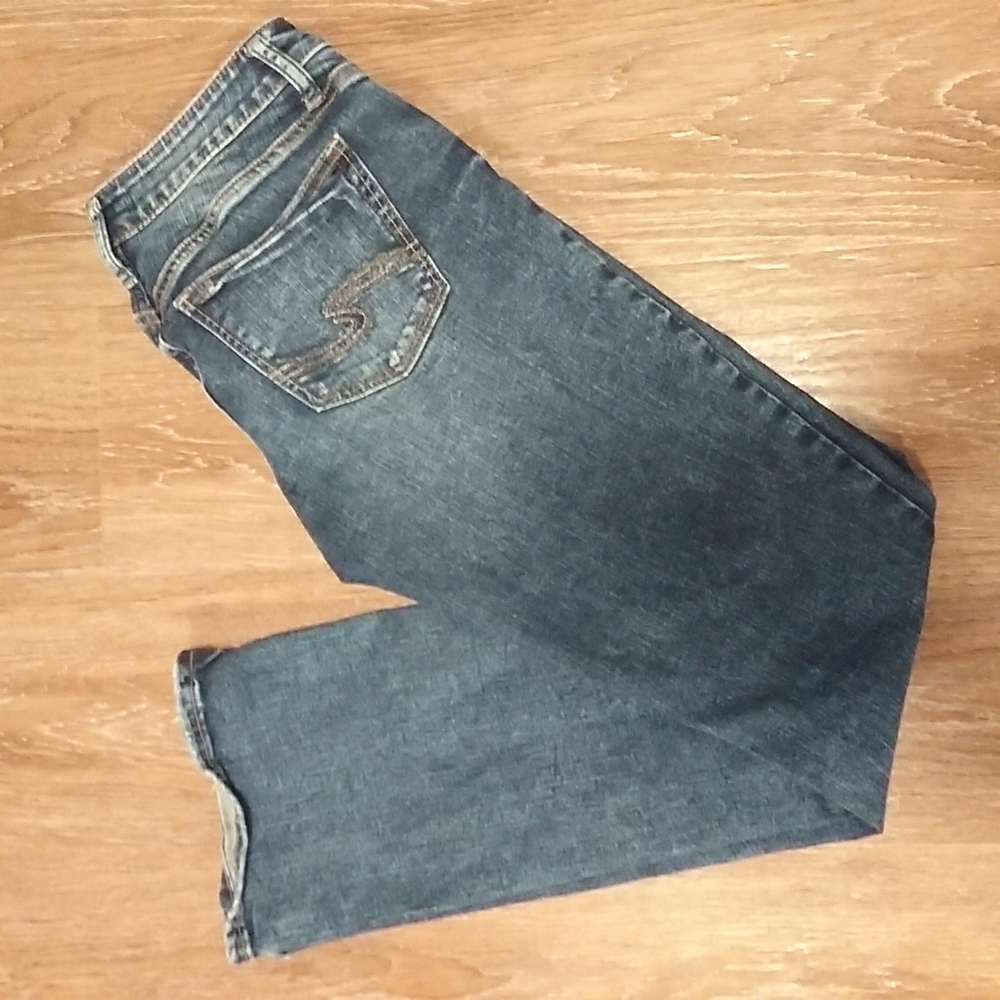 (26W/33L) Silver Jeans Co. Elyse Slim Bootcut Lightly Distressed Denim Modern